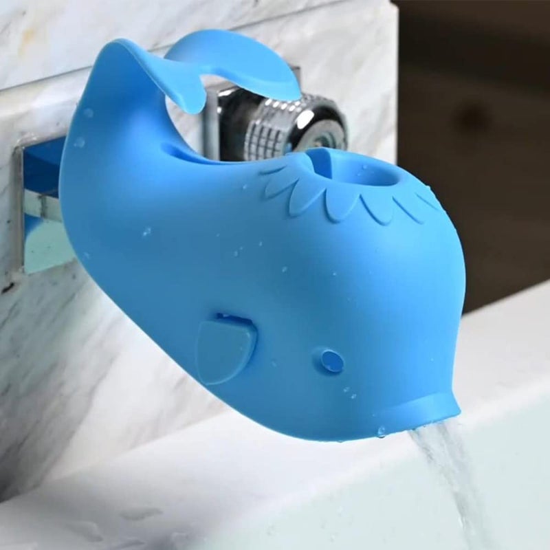 ALIBEBE Faucet Cover Bathtub Baby Tub - Bath Spout Cover Baby Bathtub, Faucet Cover Baby Bathtub Silicone Whale for Kids, Toddlers, Blue () - Image 1